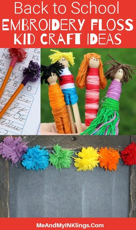 Embroidery Floss Crafts Projects Ideas, Crafts With Embroidery Floss, Embroidery Floss Projects, Embroidery Thread Crafts, Floss Crafts, Embroidery Floss Crafts, Camp Director, Ideas For Back To School, School Embroidery