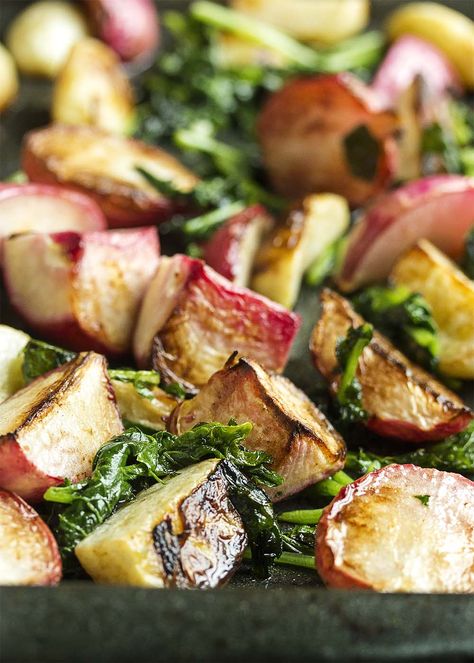 Hakurei Turnips Recipes, Japanese Turnip Recipe, Keto Radishes, Japanese Turnips, Hakurei Turnips, Radishes Recipe, Thanksgiving Veggies, Roasted Turnips, Noom Recipes