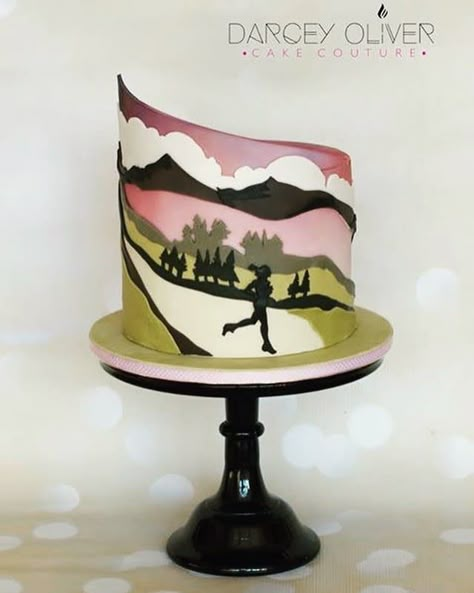 Marathon Runner Cake Ideas, Runner Cake Ideas, Runner Birthday Cake, Runners Cake, Marathon Cake, Running Cake, Cakes For Ladies, Bicycle Cake, Runner Silhouette