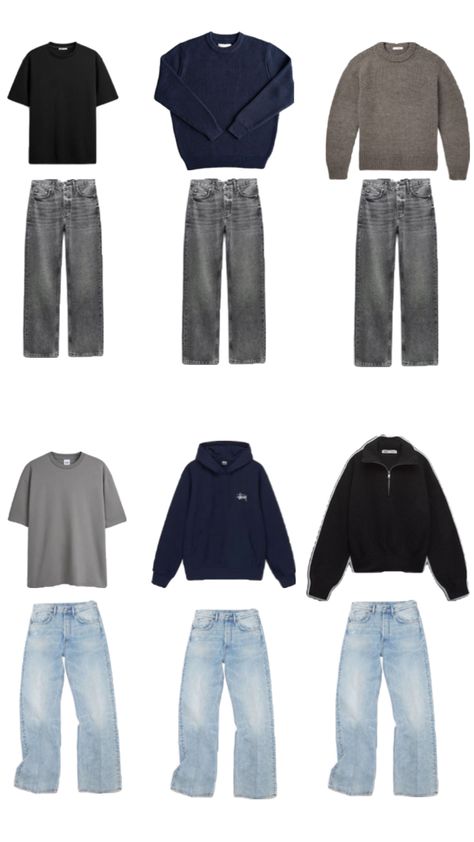 Men’s Outfit Ideas Winter, Winter Capsule Wardrobe Men, Mens Wardrobe Capsule, Essential Wardrobe Men, Mens Basic Wardrobe Essentials, Men Capsule Wardrobe, Capsule Wardrobe Men, Wardrobe Men, Guys Clothing Styles