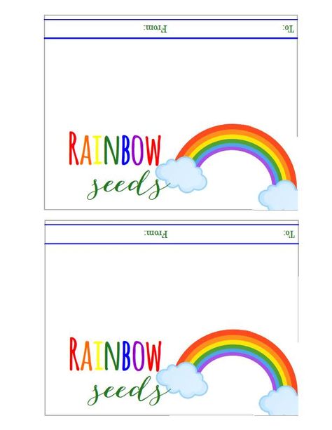 Rainbow Seeds Free Printable, Skittles Bag, Diy Unicorn Birthday Party, Weather Party, Kindergarten Party, Printable Boxes, Trolls Party, St Patricks Day Crafts For Kids, Visiting Teaching