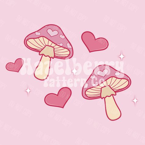 Valentine’s Day Drawing, Mushroom Valentine, Cute Mushroom Drawing, Heart Mushroom, Valentine Mugs, Valentine Drawing, Mushroom Illustration, Png Heart, Mushroom Drawing