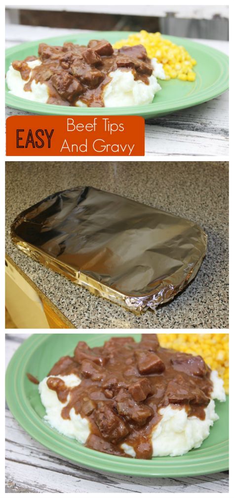 Steak And Gravy Recipe Oven, Beef Tips Recipe Oven, Easy Beef Tips And Gravy, Easy Beef Tips, Beef Tips And Gravy Recipe, Easy Entrees, Beef Tips And Rice, Beef Stew Meat Recipes, Beef Tip Recipes