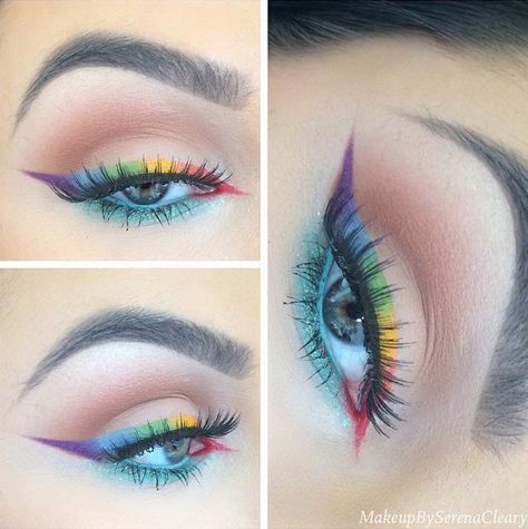 Pride Eyeliner, Basic Eyeliner, Hd Make Up, Colorful Eyeliner, Eyeliner Ideas, Eyeliner For Beginners, Pride Makeup, Perfect Eyeliner, Eyeliner Styles