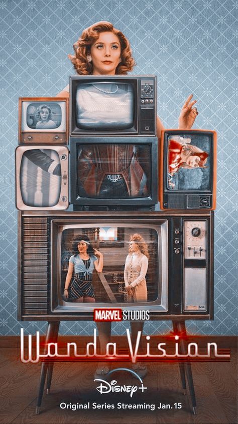 Wandavision Poster, Wanda Wallpaper, Wanda Avengers, Marvel Comics Funny, Marvel Movie Posters, Character Poster, Marvel Comics Superheroes, Disney Characters Videos, Scarlet Witch Marvel