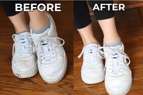 Follow this simple recipe for a DIY fashion to return your sneakers to their original gleaming white color! Save your money – you don’t have to replace your sneakers. Dress Alterations, Sneakers Looks, Hydrogen Peroxide, Household Tips, Shirt Dress Casual, Save Your Money, Tee Outfit, Simple Recipe, Clothing Care