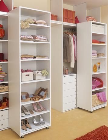 Sliding Closet Storage, Rolling Book Shelves, Reach In Closet Organization, Moving Closet, Rolling Shelf, Movable Shelves, Narrow Closet, Closet Idea, Deep Closet