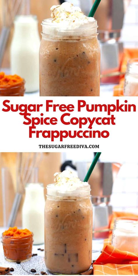 Sugar Free Coffee Recipes, Sugar Free Coffee Drinks, Sugar Free Frappuccino Recipe, Sugar Free Pumpkin Spice Latte, Pumpkin Spice Smoothie Recipe, Sugar Free Starbucks Drinks, Pumpkin Spice Creamer Recipe, Pumpkin Frappuccino, Pumpkin Drink Recipes