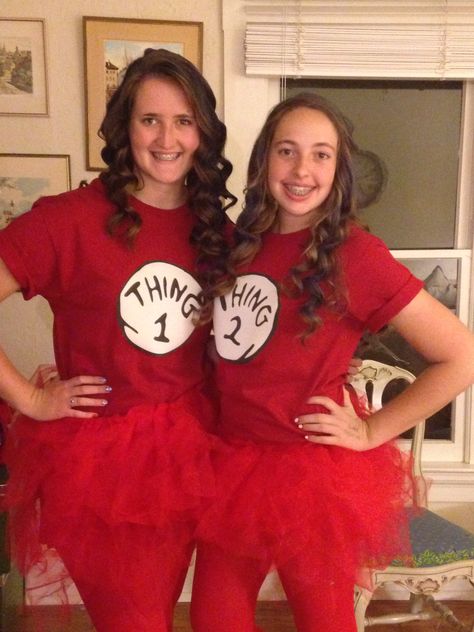 Thing 1 and Thing 2 Halloween Costume 2 Halloween Costumes, Trick Or Treat Costume, Thing 1 And Thing 2, Duo Halloween Costumes, Costumes For Teens, Trick Or Treat, Halloween Costume, Thing 1, Holidays