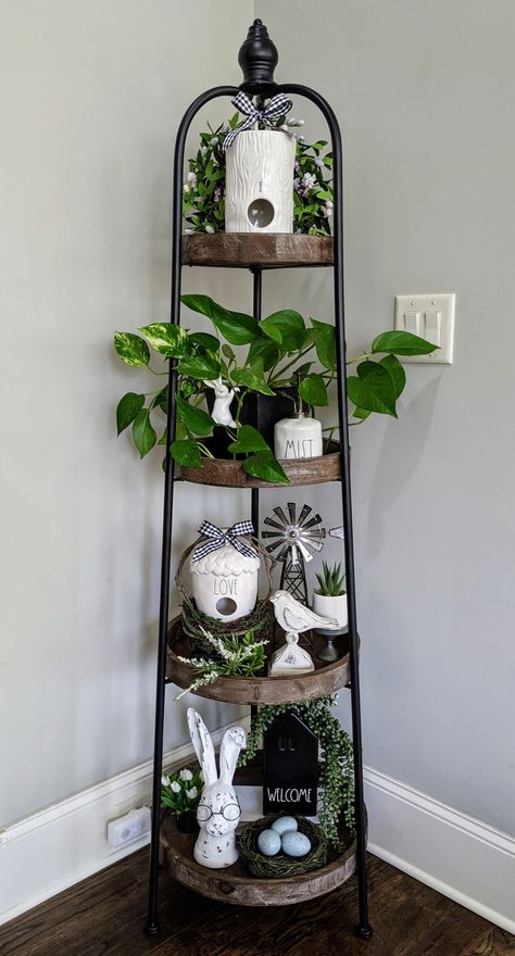 Farmhouse Yard, Tiered Shelf, Corner Shelf, Bathroom Ideas Modern, Farmhouse Decor Living Room, Decor Home Living Room, Rustic Gardens, Laser Cut Files, Decor Rustic