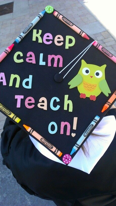 So cute! Might have to steal this, but add my own flare to it! Teacher Graduation Cap, Graduating Teacher, Grad Cap Designs, Graduation Hat, Graduation Cap Designs, Cap Decorations, Graduation Cap Decoration, Cap Designs, Graduation Day