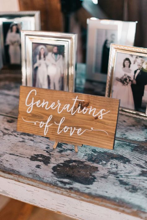 generations of love display #photodisplay Generations Of Love, Wedding Photo Display, Boda Mexicana, Future Wedding Plans, Wedding Tables, Ideas Vintage, Cute Wedding Ideas, Northern Michigan, Wedding Signage