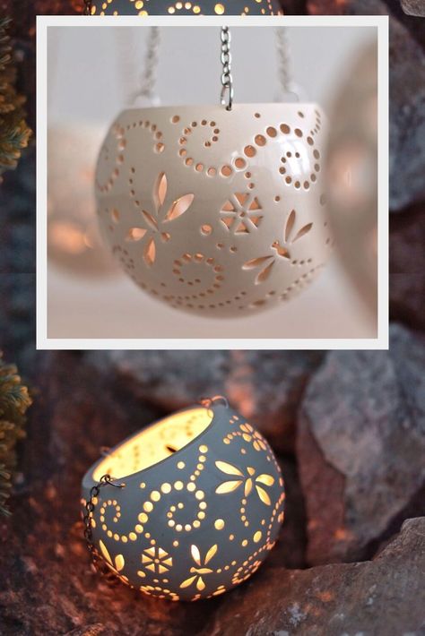 Ceramics Lantern Ideas, Diy Pottery Ideas, Cool Pottery Ideas, Luminary Ceramic, Pottery Lanterns Clay, Carved Pottery Luminaries, Ceramic Candle Holders Lanterns, Slab Lantern Ceramics, Clay Candle Holders