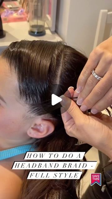 Claire Kent on Instagram: "This video got 3.8 Million views on insta when I last posted it. Here it is for anyone who didn’t see it the first time - How to do a Headband Braid filmed at different angles from the start right through to the end. This uses a lace braid technique. Save and follow along so you can master it 🩷  .  . . .  #schoolhairstyles #trenzastyle #schoolhair #headbandbraid #lacebraid #braidtutorial #tranças #partyhair #hairstylesforgirls #peinados #hairtutorial #hairreels #halfuphalfdownhairstyle #hairvideo #girlshairstyles #nagô #braidsforgirls #braidsofinstagram #hairideas #hairtutorial #hairtutorials #braidstyles #braidedhairstyles #braidideas #penteados #peinadosparaniñas #braidinspo #trenza" Crown Braid Into Ponytail, Hair Headband Braid, Easy Braid Headband, Braid Headband Hairstyle, Half Head Braids, Halo Braid With Weave, Braided Headband Hairstyle Tutorial, Braided Halo Hairstyle, Braid Headband Tutorial