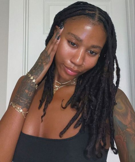 Neat Locs Women, Black Women With Dreads, Large Locs Black Women, Semi Free Form Locs, Thick Locs On Black Women, Small Locs Black Women, Loc Baddie Aesthetic, Locs Aesthetic Black Women, Black Women With Locs