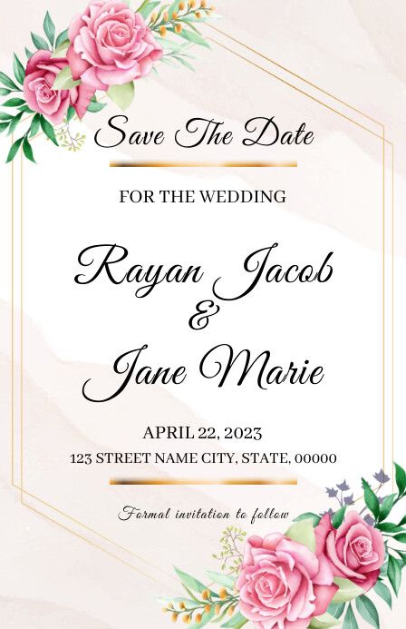 Floral Save The Date Template Floral Save The Date Template, Document Design, Marriage Invitation, Marriage Invitation Card, Design Document, Save The Date Designs, Memorial Program, Marriage Invitations, Floral Save The Dates