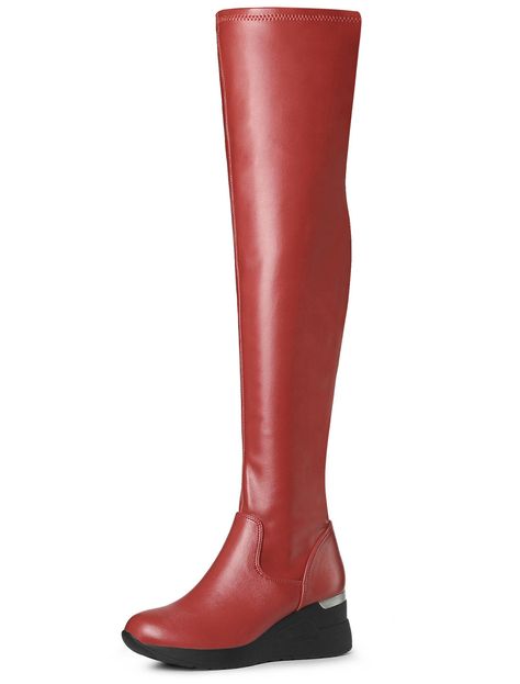 Red thigh high boots outfit