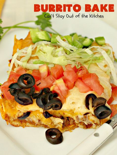 Burrito Bake – Can't Stay Out of the Kitchen Burrito Bake Casserole Taste Of Home, Burrito Bake Taste Of Home, Easy Burrito Casserole, Burrito Bake Casserole, Burittos Recipes Easy, Burrito Ideas, Burrito Bake, Mexican Casseroles, Recipes Using Crescent Rolls