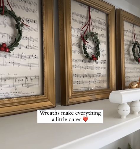 Framing Sheet Music Ideas, Vintage Christmas Decor Ideas Sheet Music, Framed Music Sheets Wall Art, Framed Christmas Decor, Decorate Piano For Christmas, Christmas Sheet Music Decor, Christmas Decor On Piano, Framed Sheet Music, Ward Activities