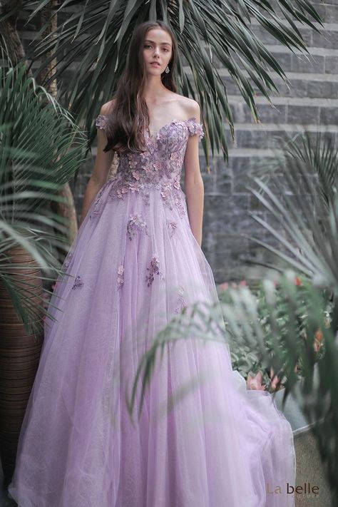 Pastel Purple Prom Dress, Princess Dress Aesthetic, Lilac Wedding Dress, Debut Outfit, Romantic Bridesmaid Dresses, Purple Wedding Dress, Purple Prom Dress, 14th Birthday, A Line Prom Dresses