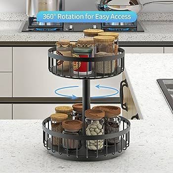 AIRUJIA Spice Rack 2-Tier, Lazy Susan Turntable, 360°Rotating Condiment Holder Organizer, spice organiser for Kitchen Storage, Non-Slip Countertop Holder, Cosmetic Storage Organiser, Fruit Basket : Amazon.co.uk: Home & Kitchen Lazy Susan Spice Rack, Spice Tray, Lazy Susan Organization, Spice Organizers, Rotating Spice Rack, Wall Mounted Spice Rack, Lazy Susan Turntable, Furniture Sliders, Spice Rack Organiser