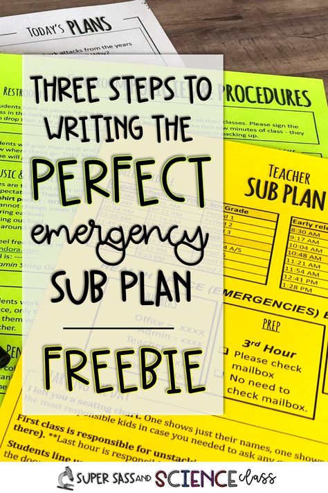 Never write a sub plan in the middle of the night again. This sub plan template for middle school teachers gives an idea for a quick, easy sub plan for any situation. A substitute teacher will have the easiest day when you leave this plan for them. This template is editable and includes campus logistic, classroom policies, and daily plans. Never worry about long, detailed, sub plans again! Substitute Plans Middle School, Elementary Secretary, Substitute Worksheets, Substitute Plans Template, Classroom Policies, Teacher Corner, Organized Teacher, Science Room, Substitute Plans