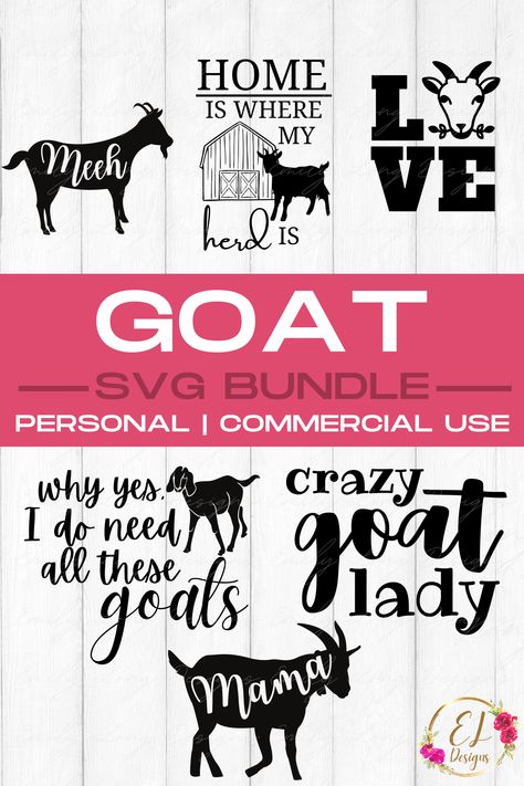 Goat Svg Free, Goat Silhouette, Farm Animals Svg, Goat Svg, Scrapbook Inspo, Farm Svg, Goat Gifts, Goat Art, Svg Bundles