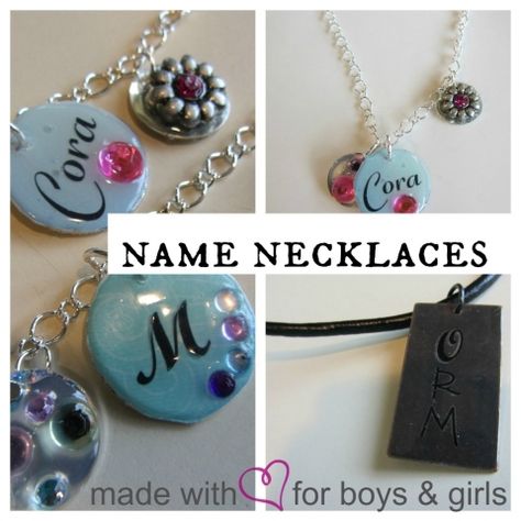 home made name necklaces for girls and boys cover Diy Name Necklace, Homemade Necklace, Harvest Ideas, Crafting Gifts, Necklaces For Girls, Chanel Jewelry Necklace, Homemade Necklaces, Diy Necklace Making, Cranberry Salad