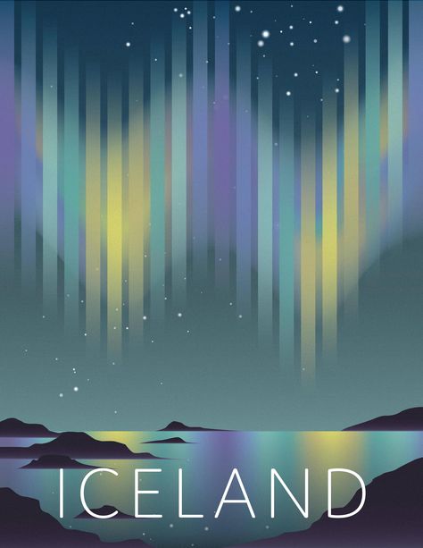 Iceland Travel Poster - Imgur Iceland Illustration, Small Bff Tattoos, Iceland Abstract Art, Vintage Alaska Poster, Iceland Poster, Iceland Vintage Poster, Iceland Postcard, Travel Journal Cover, Retro Travel Poster