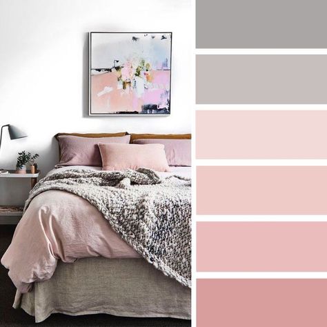 This bedroom is very chill and has neutral colors presented. However I would exchange the pink colors for different shades of purple. Mauve Bedroom, Hygge Living Room, Best Color Schemes, Bedroom Colour Palette, Living Room Decor Gray, Gorgeous Bedrooms, Grey Color Scheme, Room Color Schemes, Bedroom Color Schemes