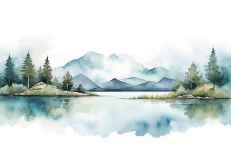 Landscape lake outdoors nature. AI generated Image by rawpixel. | premium image by rawpixel.com Background Border, Indian Wedding Invitation Cards, Free Svgs, Landscaping Images, Indian Wedding Invitations, Pallet Painting, Haifa, Lake Landscape, Watercolor Landscape Paintings