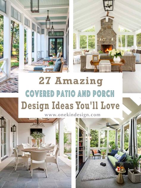 27 Amazing Covered Patio And Porch Design Ideas You'll Love Patio Enclosed Ideas, Outside Rooms Covered Patios, Rear Porch Ideas Patio, Enclosed Porch Flooring Ideas, Narrow Covered Patio Ideas, Backyard Porch Ideas Covered Decks, Farmhouse Covered Deck, Back Porch Additions Covered Patios, Covered Patio Flooring Ideas