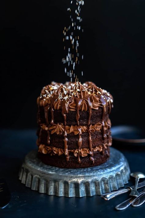 Black Magic Chocolate Cake, Chocolate Mascarpone Frosting, Magic Chocolate Cake, Best Chocolate Cake Ever, Best Ever Chocolate Cake, Black Magic Cake, Chocolate Mascarpone, Magic Chocolate, Biscoff Cake