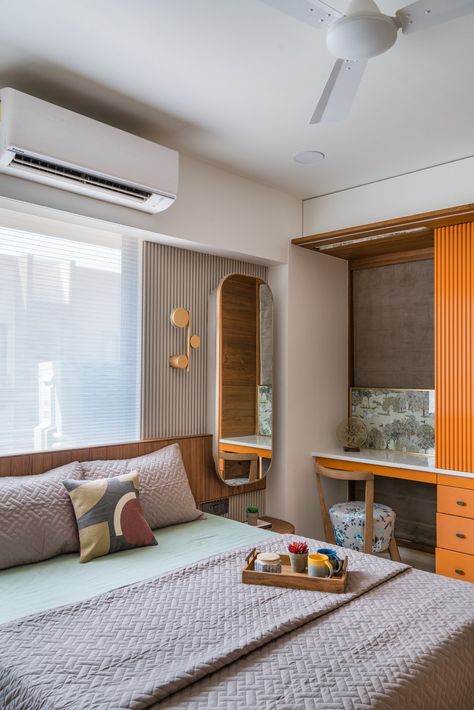 This joint family home in Ahmedabad is a convivial, cosy space | Architectural Digest India Beautiful Bed Designs, Cosy Spaces, Bedroom Decor Design, Bedroom Furniture Design, Minimalism Interior, Home Room Design, Apartment Interior, Bed Room, My New Room