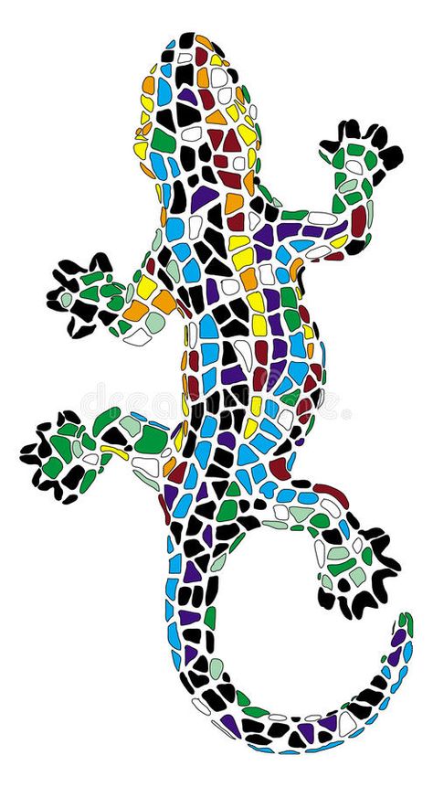 Mosaic Drawing, Gaudi Art, Gecko Wall Art, Wall Illustration, Colorful Lizards, Mosaic Garden Art, Mosaic Art Projects, Mosaic Madness, Mosaic Tile Art