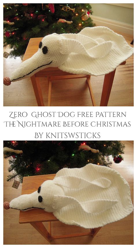 Crochet Zero Ghost Dog Amigurumi Free Patterns & Paid - DIY Magazine Crochet Zero, Zero Ghost Dog, Crochet Figures, Zero Nightmare Before Christmas, Dog Amigurumi, Crochet Applique Patterns Free, Fall Crochet, Crochet Disney, Halloween Crochet Patterns