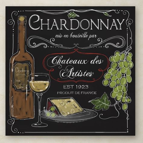 'Wine Chalkboard IV' Vintage Advertisement on Wrapped Canvas Wine Chalkboard, Chardonnay Wine, Wine And Cheese, Art Bar, Bar Wall, Vintage Advertisement, Chalkboard Art, Chalk Art, Art Themes