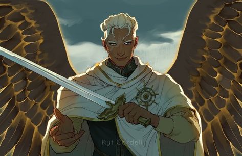 Fallen Aasimar Male, Aasimar Dnd Male, Light Character Design, God Character Design Male, Angel Character Design Male, Male Aasimar, Angel Character Art, Angel Oc Male, Aasimar Male