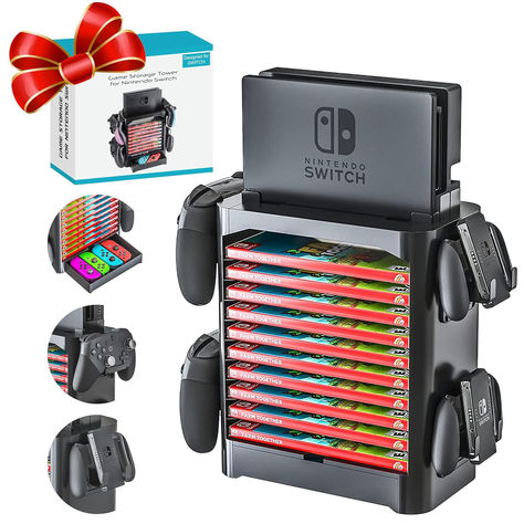 Skywin Game Storage Tower for Nintendo Switch (Black) - Nintendo Switch Game Holder Game Disk Rack and Controller Organizer Compatible with Nintendo Switch and Accessories Nintendo Switch Game Holder, Switch Game Holder, Video Game Storage, Game Organization, Game Storage, Nintendo Switch Accessories, Video Games Nintendo, Storage Towers, Nintendo Switch Games