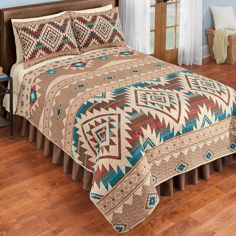 Turquoise Terracotta, Aztec Quilt, Western Bedroom Decor, Western Rooms, Western Bedroom, Looks Country, Western Homes, Inspire Me Home Decor, Western Home Decor