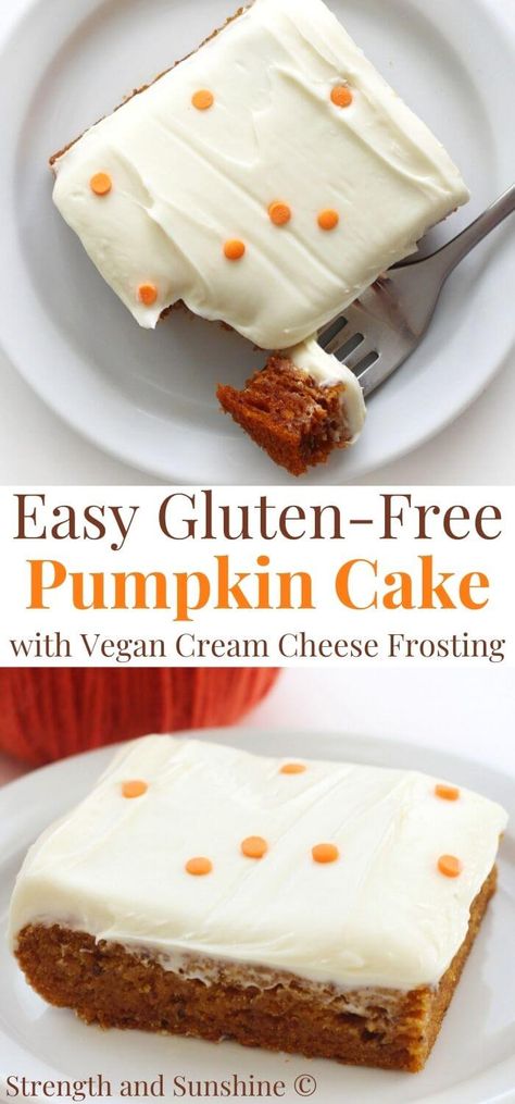 Vegan Pumpkin Cake With Cream Cheese Frosting, Vegan Gluten Free Pumpkin Cake, Gf Pumpkin Cake, Gluten Free Pumpkin Cake Recipes, Pumpkin Recipes Gluten Free, Gluten Free Pumpkin Cake, Gluten Free Pumpkin Spice, Vegan Cream Cheese Frosting, Kid Friendly Dessert