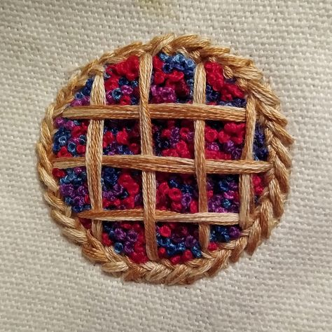 Food Hand Embroidery, Food Embroidery Ideas, Embroidery Present Ideas, Dessert Embroidery, Basic Embroidery Designs, Waffle Embroidery, Bread Embroidery, Pie Embroidery, Cookie Embroidery