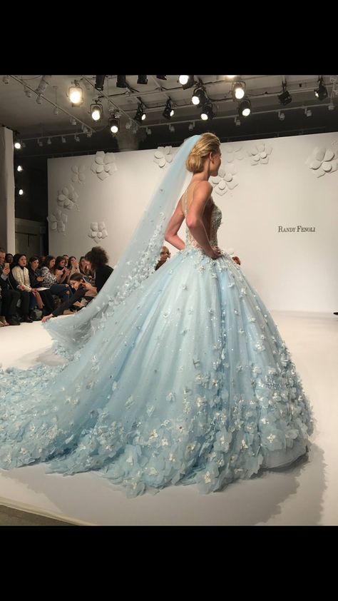 Randy Fenoli wedding dress!! IM IN LOVE! Randy Fenoli Wedding Dress, Cinderella Wedding Dress, Light Blue Wedding Dress, Randy Fenoli, Blue Wedding Dress, Ball Gowns Wedding Dress, Blue Bride, Sleeved Wedding, Wedding Dresses Cinderella