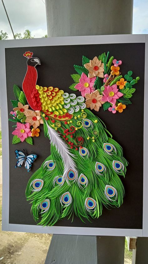 Quilling Together | peacock in black 🥰 Peacock Quilling, Grid Patterns, Birthday Quotes For Me, Quilling Ideas, Quilling Craft, Paper Quilling, Birthday Quotes, Arts And Crafts, Birthday