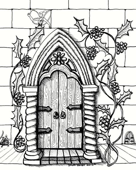 Houses Drawing Easy, Fairy Houses Drawing, House Drawing Ideas, Fairy House Drawing, Houses Drawing, Print Coloring Pages, Book Fairy, Clay Fairy House, Creating A Bullet Journal