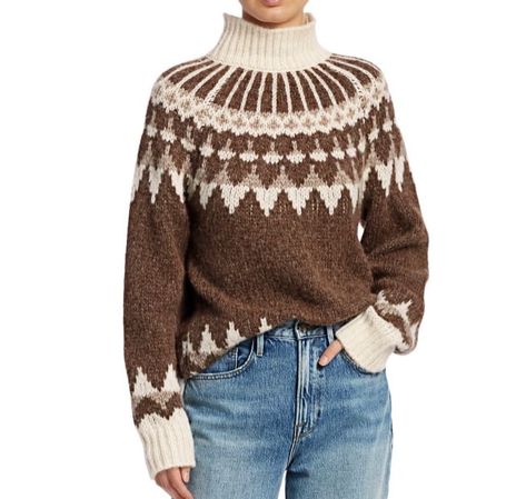 Icelandic Sweaters, Norwegian Sweater, Turtleneck Style, Country Women, Fair Isle Knitting, Wool Turtleneck, Knit Turtleneck Sweater, Fair Isle Sweater, Brown Sweater