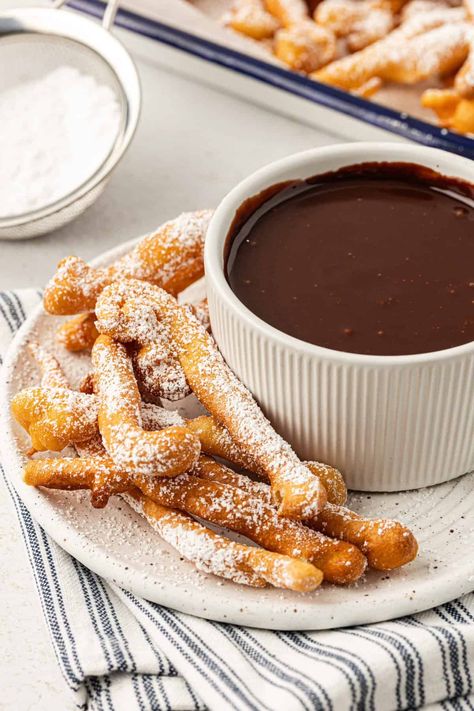 How To Make Funnel Cake Fries (Easy One Bowl Dessert) Easy Funnel Cakes, How To Make Funnel Cake Fries, Making Funnel Cakes At Home, How To Make Funnel Cakes At Home Recipes, Easy Funnel Cake Recipe Simple, Funnel Cake Fries, Funnel Cake Recipe, Funnel Cakes, Homemade Recipes Dessert