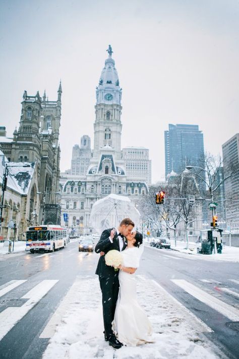 Philadelphia Wedding / City Hall / Wedding Photo / White Wedding | when snow shows up on your wedding day Philadelphia City Hall, City Hall Wedding Photos, Nyc Wedding Photos, City Wedding Photography, Snow Wedding, Winter City, Pittsburgh City, Wedding Engagement Pictures, City Hall Wedding