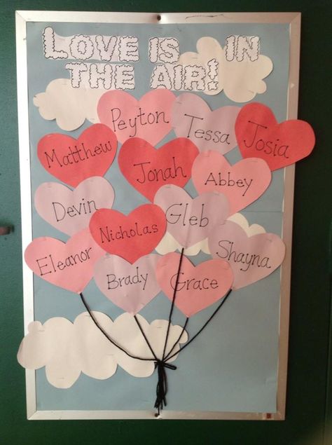 Love Is In The Air Bulletin Board, Valentines Door Decorations Classroom, Toddler Bulletin Boards, Classroom Door Displays, Valentines 2024, Valentine Bulletin Boards, Toddler Valentine Crafts, Valentine Stuff, Holiday Door Decorations