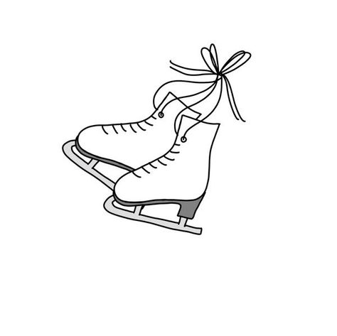 Ice Skating Shoes Drawing, Ice Skates Drawing Easy, Ice Skate Clipart, How To Draw Ice Skates, Ice Skating Drawing Easy, Figure Skate Tattoo, Ice Skating Doodle, Ice Skate Tattoo, Winter Things To Draw